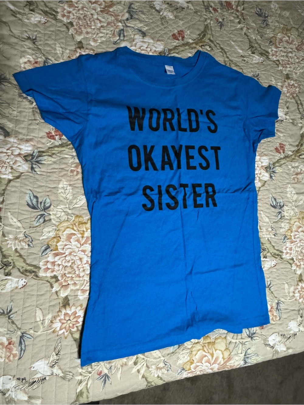 Tultex Blue "World's Okayest Sister" Short Sleeve Tee